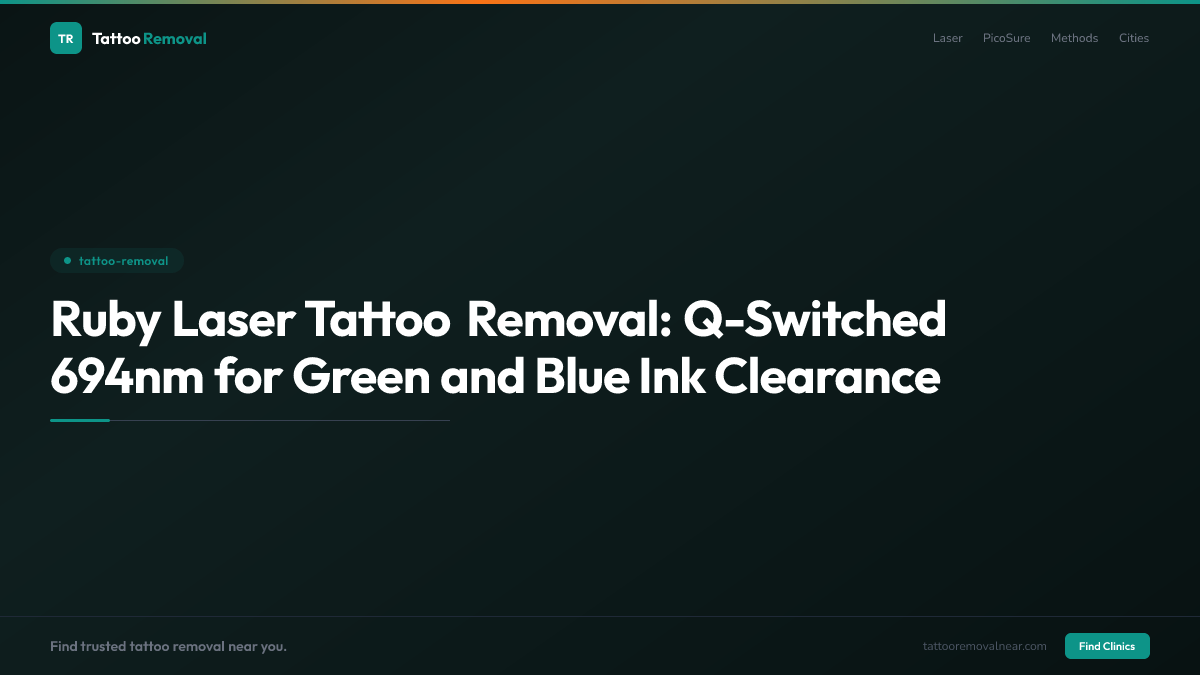 Ruby Laser Tattoo Removal: Q-Switched 694nm for Green and Blue Ink Clearance